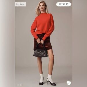 Anthropologie Red the Carys Mock-Neck Sweater by Maeve Size XS